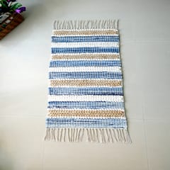 Second Innings - Denim, Jute & Chunky Jersey Banded Woven Mat