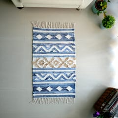 Second Innings - Denim, Jersey & Jute Aztec Mat