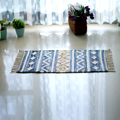 Second Innings - Denim, Jersey & Jute Aztec Mat