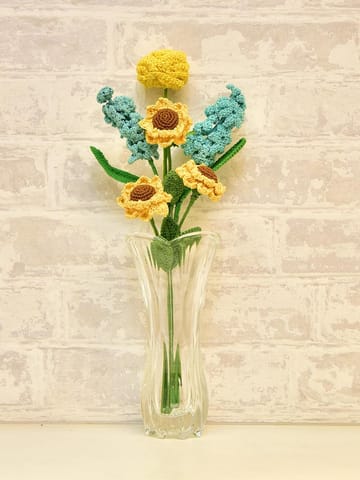 Happy Threads| Crocheted Sunflows and Hyacinth bouquet , Artisanal Floral creations, Ideal gift for occasions, Valentines, weddings & Birthdays