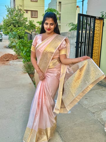 UTPALA Designs - Apricot Benarasi Katan Warm Silk Saree