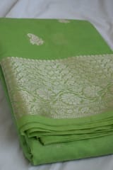 UTPALA Designs - Lime Green Benarasi Soft Georgette Saree
