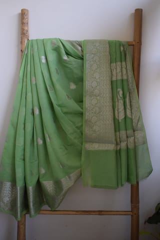 UTPALA Designs - Lime Green Benarasi Soft Georgette Saree