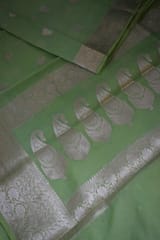 UTPALA Designs - Lime Green Benarasi Soft Georgette Saree