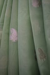 UTPALA Designs - Lime Green Benarasi Soft Georgette Saree