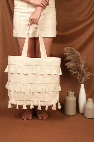 Ayuda Homes - Tasseled Tote Bag