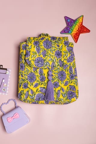 Ayuda Homes - Quilted Kids Backpack with Floral Block Print