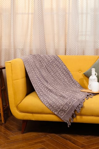 Ayuda Homes - Slate Cotton Throw - Block Printed