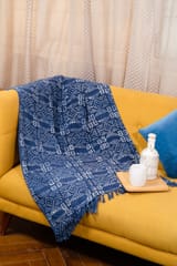 Ayuda Homes - Indigo Cotton Throw - Block Printed