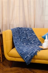 Ayuda Homes - Indigo Cotton Throw - Block Printed