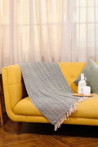 Ayuda Homes - Olive Cotton Throw - Hand Knitted