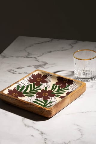 Ayuda Homes - Floral Charm Wooden Platter