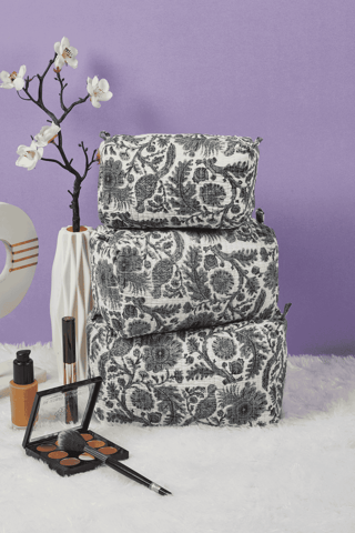 Ayuda Homes - Floral Harmony Quilted Pouches (Set of 3)