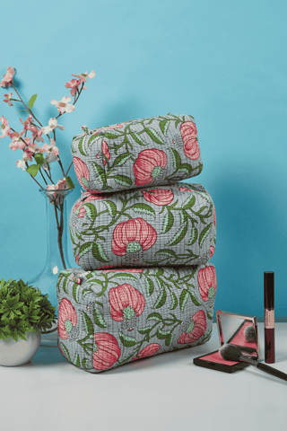Ayuda Homes - Botanical Bliss Quilted Pouches (Set of 3)