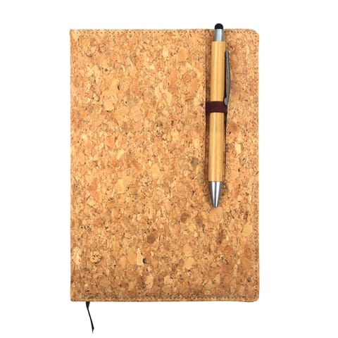 bioQ Cork Diary with Pen Holder A5 | 192 Ruled Pages | Sustainable Eco-Friendly Notebook with Stylish Cork Cover | A5 Size | CK24-P