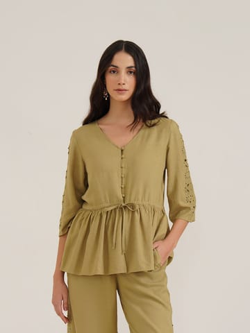 B77 Life - ARES – Linen Peplum Top