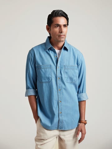 B77 Life - ADMUND - Eco-Friendly Semi-Formal Denim Shirt for a Sustainable