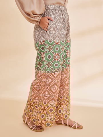 B77 Life - BERIL - Wide Legged Printed Cotton Pants
