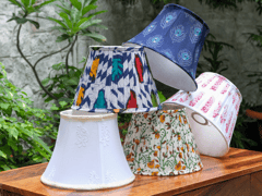 Inara Home - Plume Blue Ikat Bell Lampshade
