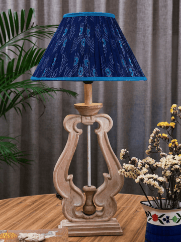 Inara Home - Plume Silk Blue Ikat Pleated Empire Lampshade