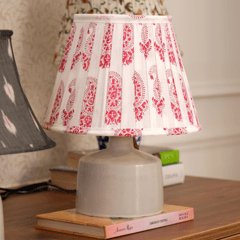 Inara Home - Red Paisley Block Print Pleated Empire Lampshade