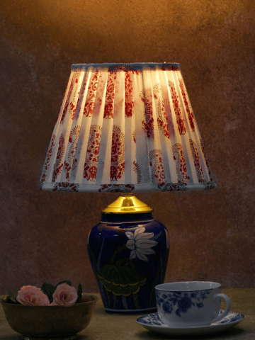 Inara Home - Red Paisley Block Print Pleated Empire Lampshade