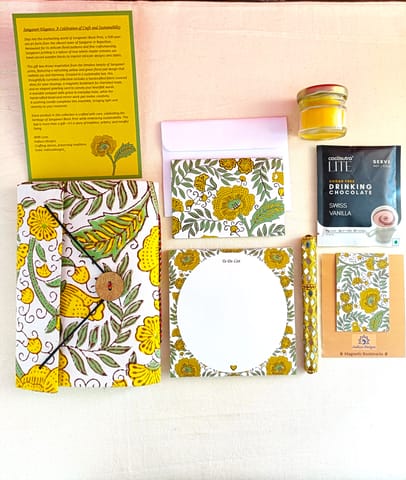 Handmade Ecofriendly Sanganeri Block Print Diary, Unique Stationary & Self-Care Box Hamper