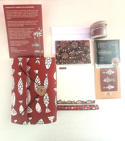 Handmade Ecofriendly Kalamkari Print Diary, Unique Stationary & Self-Care Box Hamper