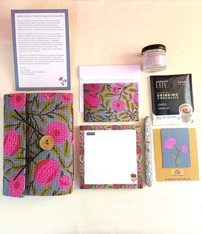 Eco-friendly Handmade Kantha Inspired Diary, Unique Stationary & Self-Care Box Hamper & Self-Care Set