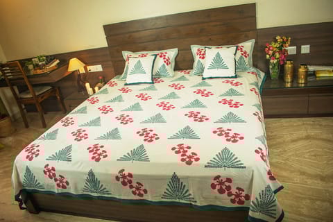 Earthan - Gulmohar Galore - Hand block printed cotton bed sheets and pillow cases