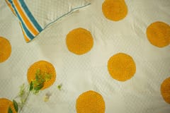 Earthan - Genda Phool - Hand block printed cotton bed sheets and pillow cases