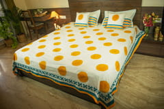 Earthan - Genda Phool - Hand block printed cotton bed sheets and pillow cases