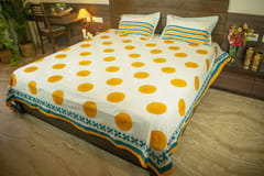 Earthan - Genda Phool - Hand block printed cotton bed sheets and pillow cases