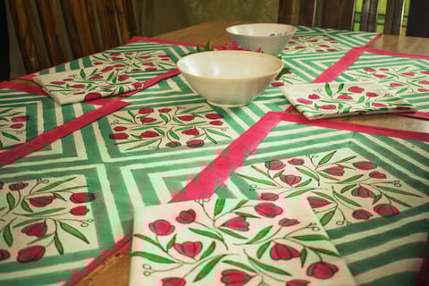 Earthan - Kand Pushp - Hand block printed table linen set