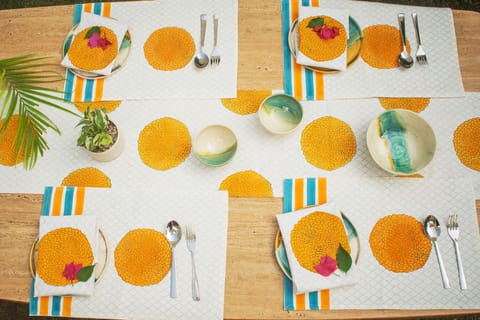 Earthan - Genda phool - Hand block printed table linen set