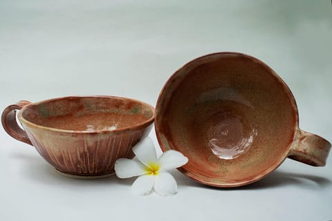 Earthan - Hand Carved Red Soup Bowl