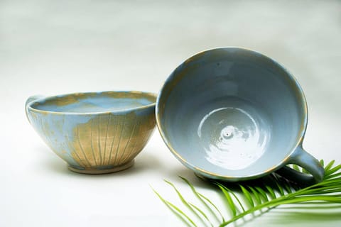 Earthan - Hand Carved Blue Soup Bowl