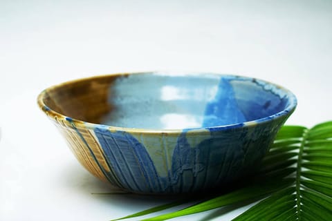 Earthan - Blue Yellow Serving Bowl