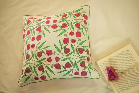 Earthan - Kand Pushp - Hand block printed cotton cushion cover