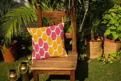 Earthan - Dhwani Mrdangam - Hand block printed cotton cushion cover