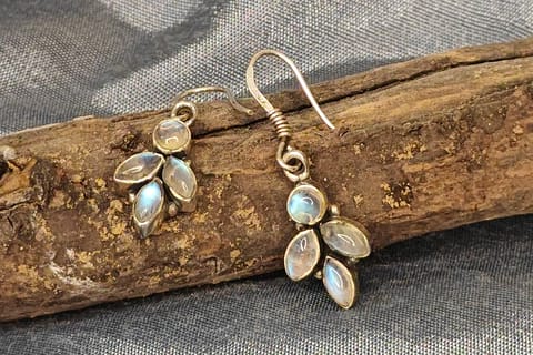 Earthan - 925 Sterling Silver Earring Natural Rainbow Moonstone