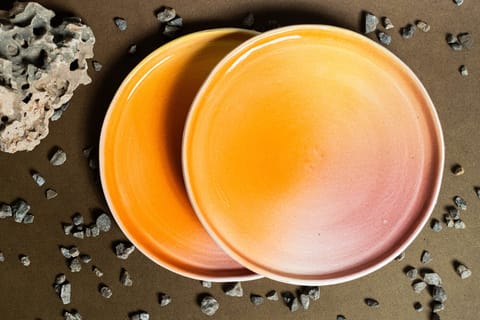 Earthan - Ceramic Multi Color Snack Plate- Set of 2