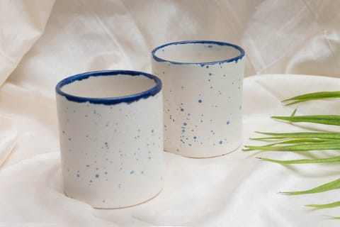 Earthan - Retro White Ceramic Tea Cup- Set of 2