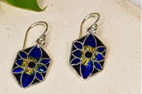 Earthan - Blue Enamel 925 Sterling Silver Earrings