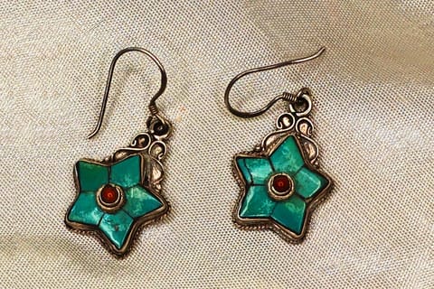 Earthan - Silver Jewelry Turquoise Lapis Coral Drop Earrings