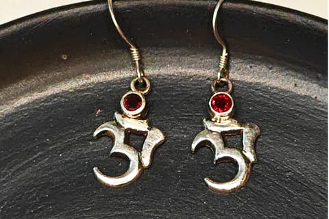 Earthan - Sterling Silver 925 Om Symbol Drop Earrings
