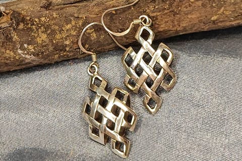 Earthan - Sterling Silver Dangly Eternal Knot Earrings