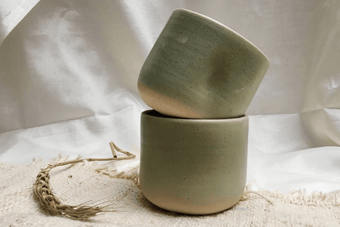 Earthan - Thumb Impression Mint Green Tea Cup Set of 2