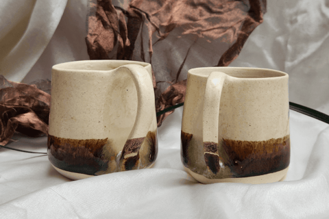Earthan - White Brown Ceramic Mug Set of 2