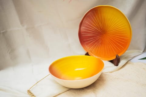 Earthan - Ceramic Multi Color Plate & Bowl Set